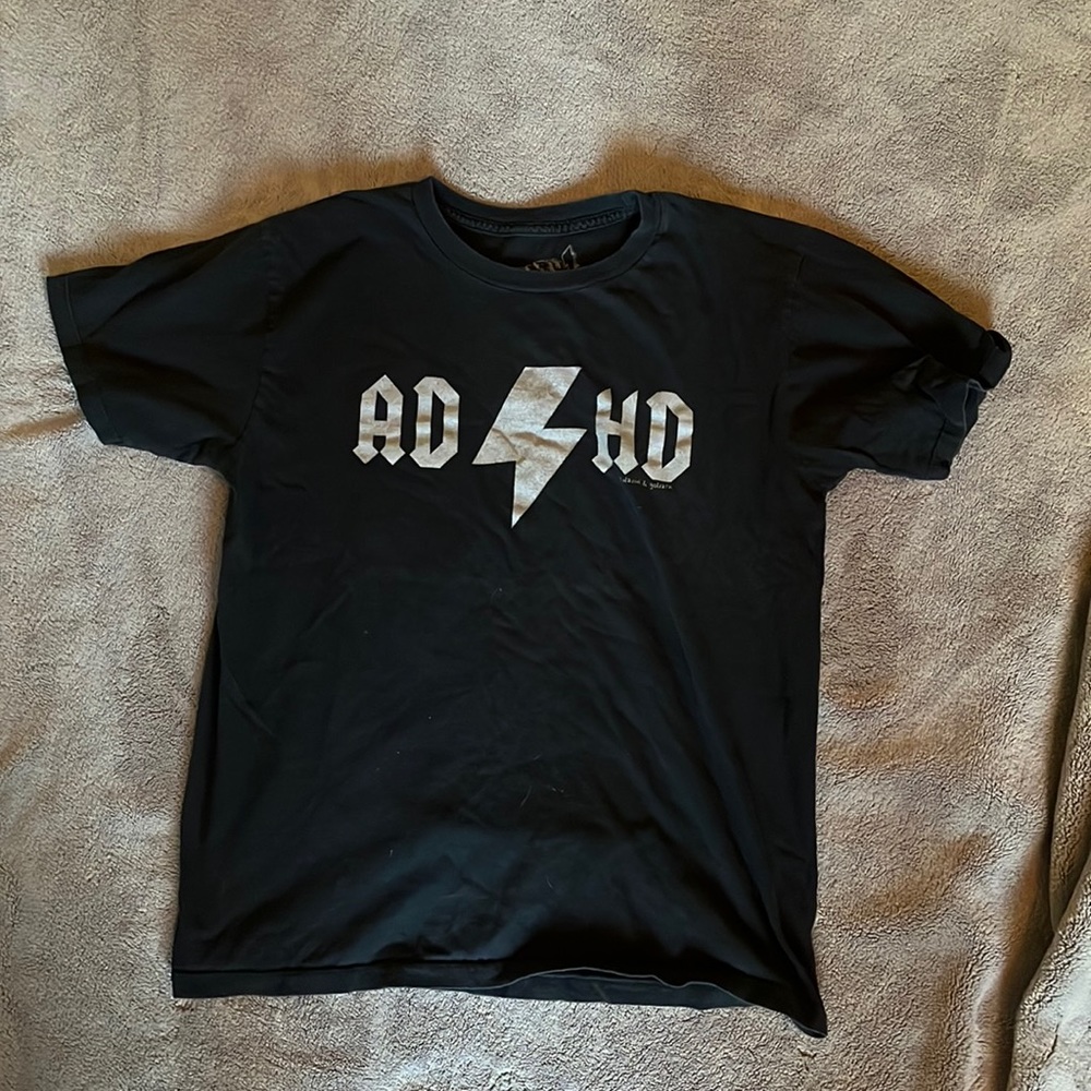 ADHD shirt, Large, black and grey